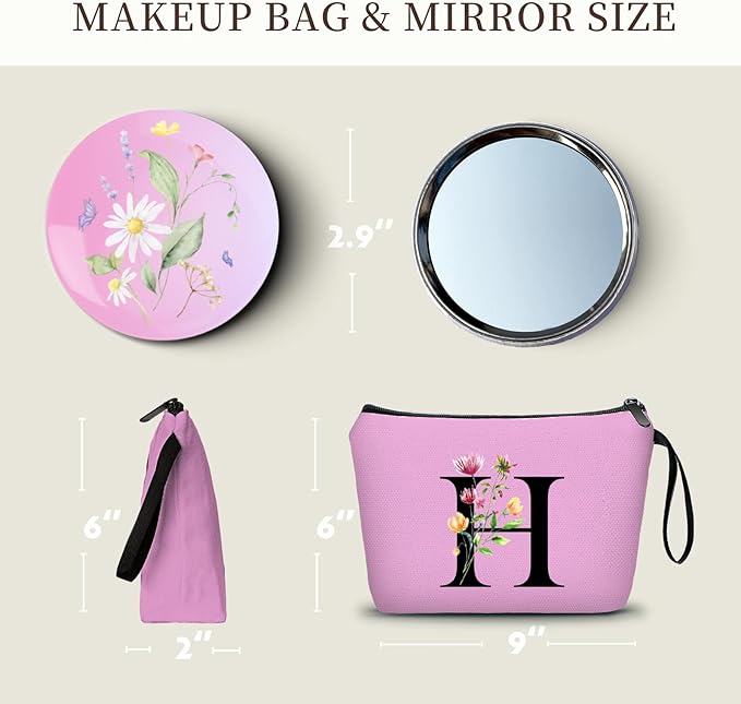 SEAMOON Birthday Inspirational Bridesmaid Proposal Team Small Gifts for Women Mom Aunt Teacher Sister Coworkers Makeup Cosmetic Bag Travel with Mirror Mothers Day Christmas Graduation H