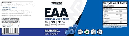 Nutricost EAA Powder 30 Servings (Blue Raspberry) - Essential Amino Acids - Non-GMO, Gluten Free, Vegetarian Friendly