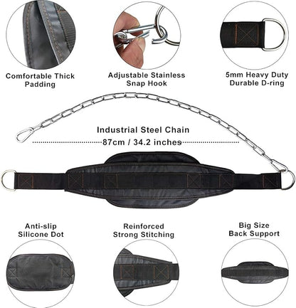 HemeraPhit Weighted Chin Up Belt with Chain Dip