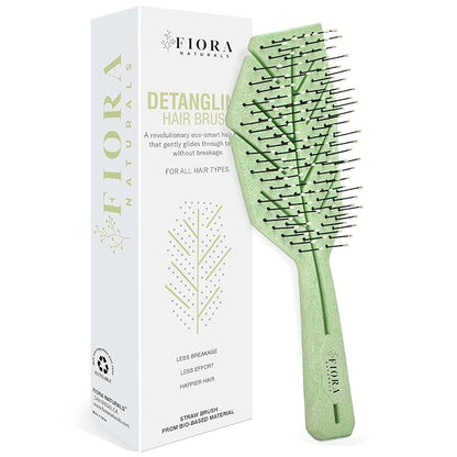 Fiora Naturals Hair Detangling Brush -100% Bio-Friendly Detangler hair brush w/Ultra-soft Bristles- Glide Through Tangles with Ease - For Curly, Fine, Women, Men, Kids, Toddlers, Wet and Dry Hair