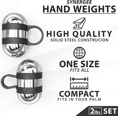 Synergee Cardio Hand Weights. Steel Hand Weights Dumbbell Set with Anti-Slip Silicone Finger Loop for Workout, Fitness, Training for Men and Women. Sold in Pairs. Available in 1lb, 1.5lb and 2lb Sets