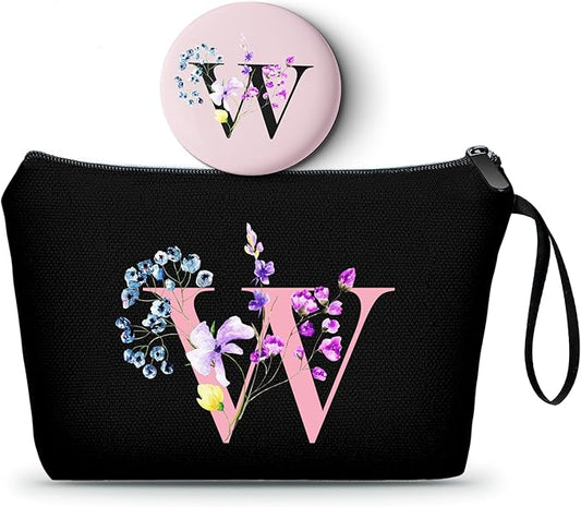 SEAMOON Women Birthday Unique Maid of Honor Friendship Gifts for Women Sister Bridesmaid Bride Personalized Travel Makeup Cosmetic Bag with Mirror Valentines Mothers Day Christmas Graduation W