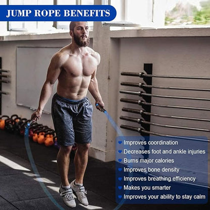Redify Weighted Jump Rope for Workout Fitness(1LB) 9MM Fabric Cotton+9MM Solid