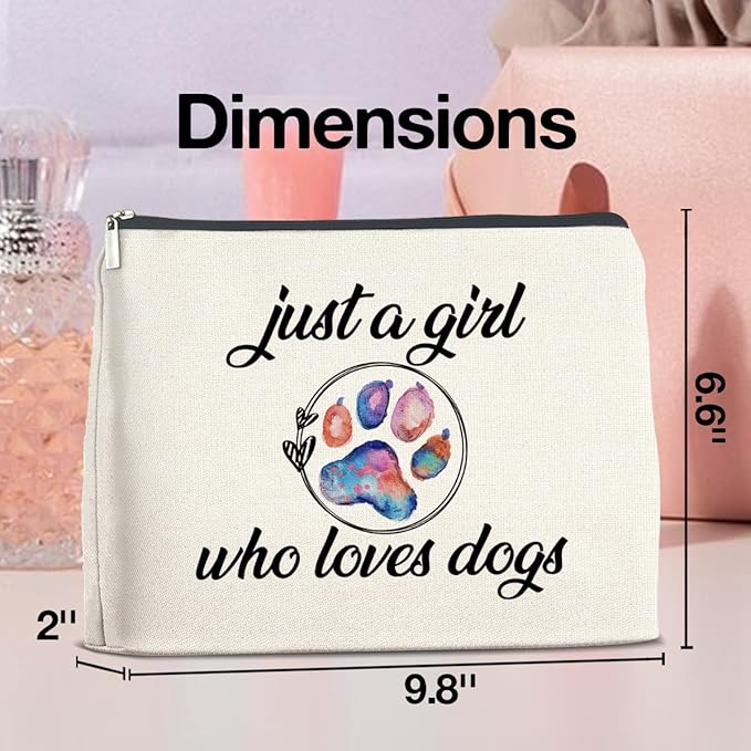 Dogs Lover Gifts Makeup Bag Just a Girl Who Loves Dogs Cosmetic Bag Zipper Makeup Pouch