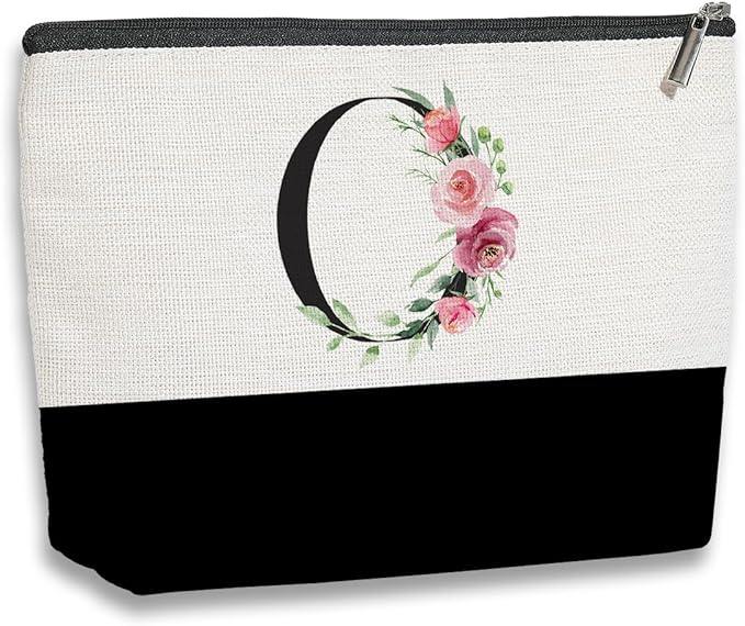 Initial Makeup Bag, Personalized Gifts for Women, Personalized Makeup Bag, Bridesmaid Gifts, Cosmetic bags for Women (Letter O)