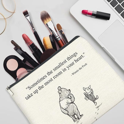 YeleY Pooh Bear Gifts for Women Girls, Classic Makeup Bag for Women Girls Friends, Inspirational Pooh Bear Cosmetic Bag Makeup Zipper Pouch