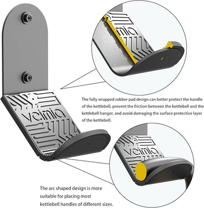 Kettle Bell Wall Rack, Wall Mounted Kettle Bell Storage Hanger, Gym Storage Mount for Many Size Kettlebell, Kettlebell Rack with Rubber mat is Choice for Home or Commercial Gyms