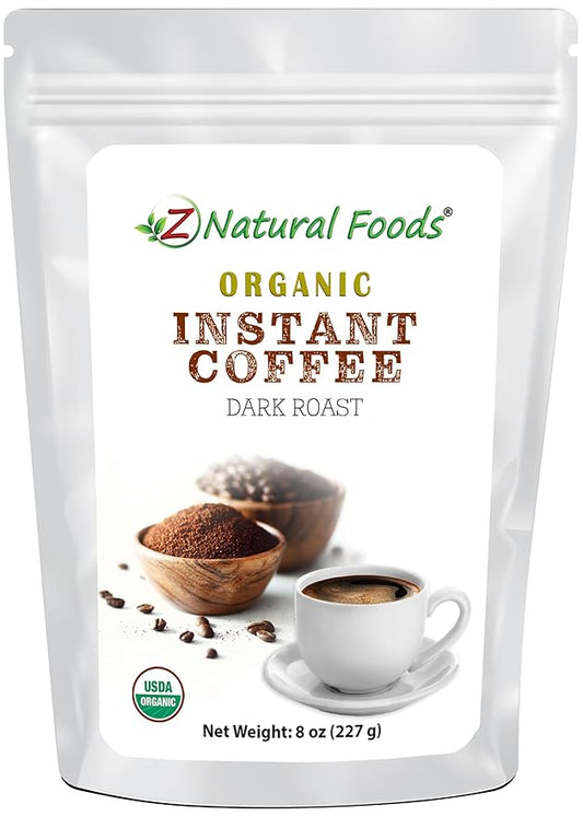 Organic Instant Coffee Powder, Dark Roast Delight, Rich In Immune-Supporting Antioxidants, Boosts Mood, Energy, and Memory, Enjoy Hot Or Iced, Gluten Free, Vegan, Non-GMO, 8 oz