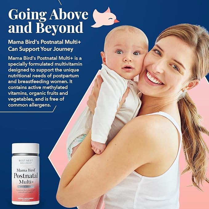 Best Nest Wellness Mama Bird Postnatal Vitamins for Breastfeeding and Postpartum, Whole Food Organic Blend, Methylated Vitamins, Vegan, Once Daily, 30 Ct