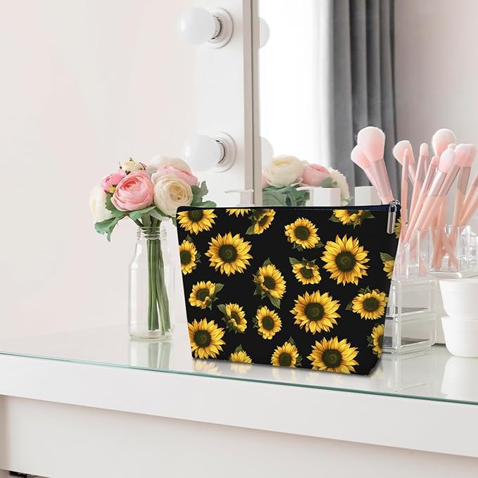 Sunflower Multifunctional Makeup Bag - Flower Toiletry Pouch, Gift for Her