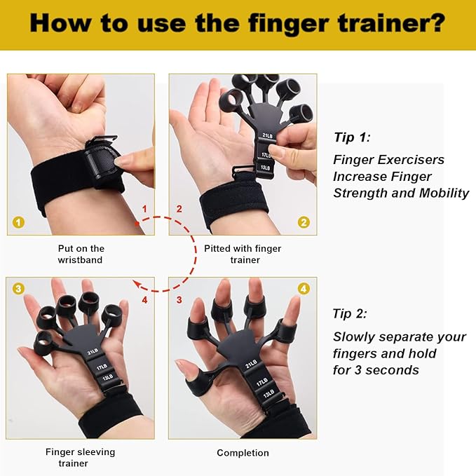Gripster,Forearm Strengthener & Finger Strengthener,2PCS Upgraded Grip Strength Trainer,6 Resistant