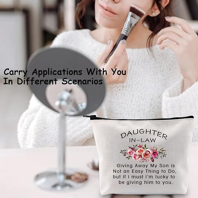 TSOTMO Daughter in Law Gift Wedding Gift Cosmetic Bag Bride Bridal Gift Giving Away My Son is Not an Easy Thing to Do,but if i must i'm lucky to be giving him to you Makeup Bag (My Son)