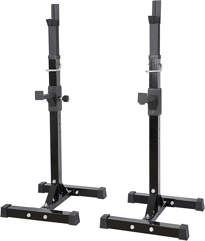 ANT MARCH Pair of Adjustable Height 40"-66" Portable Dumbbell Racks Sturdy Steel Squat Rack Barbell Free Bench Press Stands Home Gym Load 550Lbs Dipping Station