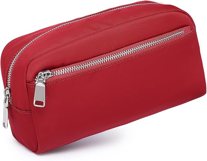 Nylon Female cosmetic bags Canvas toiletry bags Wash bags with large capacity Simple design (Nylon/Burgundy Red)