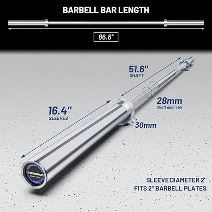 7ft Olympic Barbell Bar 45LB Load 1500-lbs Capacity Available 2" Olympic