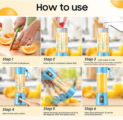 Portable Personal Size Mini Blender - 2025 Upgraded Cordless Blender for Smoothies & Shakes, Type-C Rechargeable, 380Ml Traveling BAP Free Juicer Cup for Sports/Travel/Home, 20000Rpm/Min Speed