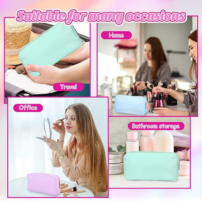 Sweetude 6 Pcs Nylon Makeup Bag Travel Nylon Pouch Zipper Cosmetic Bag for Purse Women Girls Organizer Makeup Pouch for Birthday Wedding Mother's Day Graduation Gifts(M,Assorted Color)