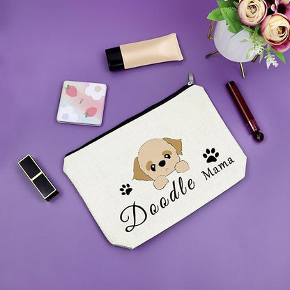 Sazuwu Doodle Mama Dog Lovers Makeup Bag - Gifts for Women, Dog Mom, Mothers Day & Christmas - Travel Pouch