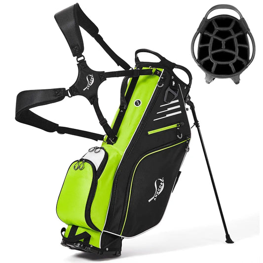 Golf Stand Bag 14 Way Top Dividers Full-Length with Stand, 8 Pockets, Cooler Pouch, Waterproof Golf Bag for Men, Dual Strap, Rain Hood