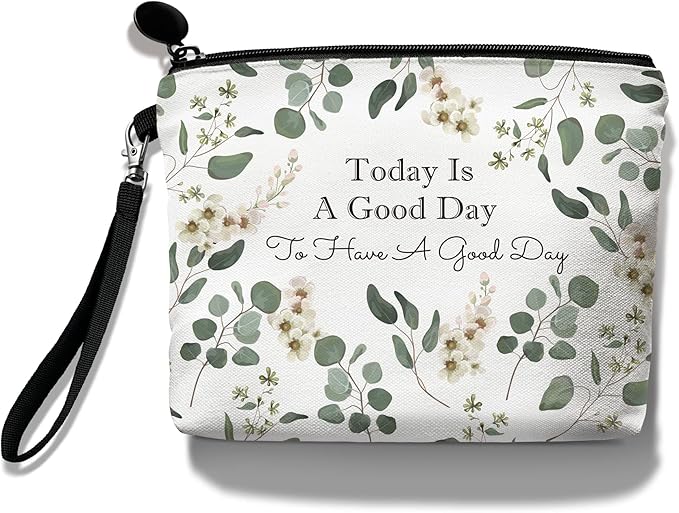 Hglian Eucalyptus Travel Makeup Bag Cosmetic Bags,Inspirational Pouch for Purse Toiletry Accessories Organizer,Gifts for Women