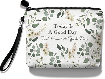Hglian Eucalyptus Travel Makeup Bag Cosmetic Bags,Inspirational Pouch for Purse Toiletry Accessories Organizer,Gifts for Women