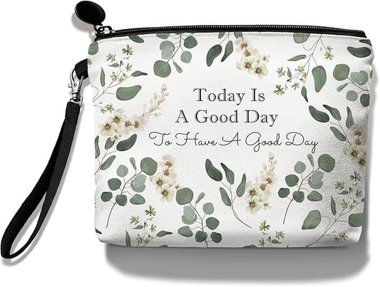 Hglian Eucalyptus Travel Makeup Bag Cosmetic Bags,Inspirational Pouch for Purse Toiletry Accessories Organizer,Gifts for Women
