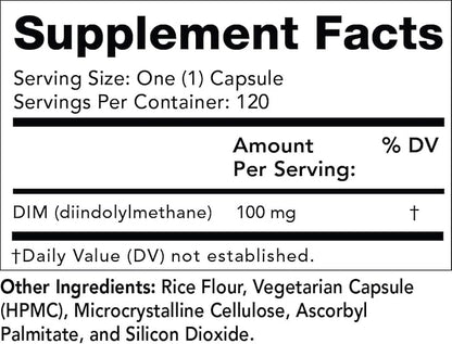 Olympian Labs DIM 100mg - DIM Diindolylmethane Supplement Capsules Supporting Hormone Balance, Clear Skin, PCOS, & Aid in Fitness and maintaining Lean Muscle - 120 Daily Capsules