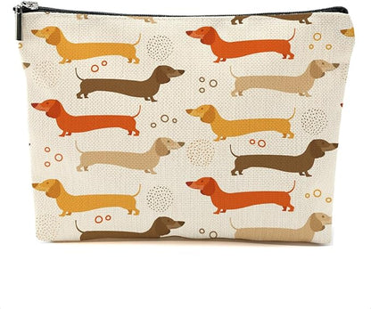 Dachshund Gifts Makeup Bag Sausage Dog Cosmetic Bag Weiner Dog Gifts for Women Girls Best Friend Dog Lovers Daughter Travel Organizer Zipper Pouch Graduation Birthday Friendship Gifts