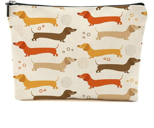 Dachshund Gifts Makeup Bag Sausage Dog Cosmetic Bag Weiner Dog Gifts for Women Girls Best Friend Dog Lovers Daughter Travel Organizer Zipper Pouch Graduation Birthday Friendship Gifts