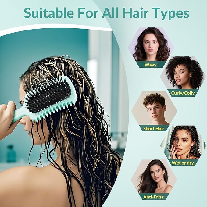 Curl Defining Brush, Volume Curly Hair Brush Products for Effortlessly Detangling Shaping and Styling Women's Men's Curls on All Wet or Dry Hair Types, Reduces Frizz (Green 1PC)