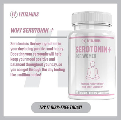 Serotonin Supplements for Women - Supports Healthy Serotonin Levels, Improves Mood, & More - Serotonin Supplement - Mood Support Supplement - Mood Support Supplements Women - 5 HTP - 1 fl oz