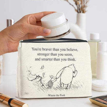YeleY Inspirational Pooh Bear Gifts for Women Girls, Gifts for Women Girls Friends Sisters Daughter, Classic Pooh Bear Makeup Bag Friendship Cosmetic Makeup Bag