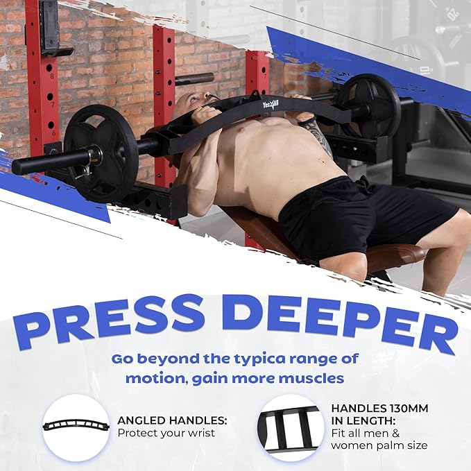Yes4All Multi Grip Barbell & Cable Attachment - 2 Collars,