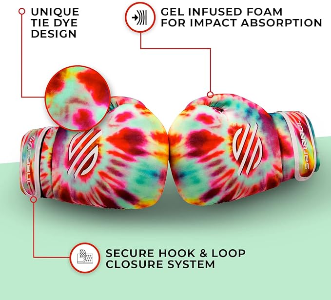 Sanabul Funk Strike Tie Dye Gel Boxing Gloves for Men & Women, Stylish and Protective Kickboxing Muay Thai Gloves for Training Sparring Punching Bag