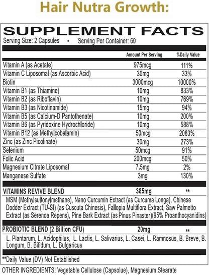 VITAMINS REVIVE Hair Supplement Hair Growth Vitamins for Women - USA Clinically Tested - Hair Loss Products for Thinning & Thickening - Female Hair Regrowth Treatment (1 Month Supply)