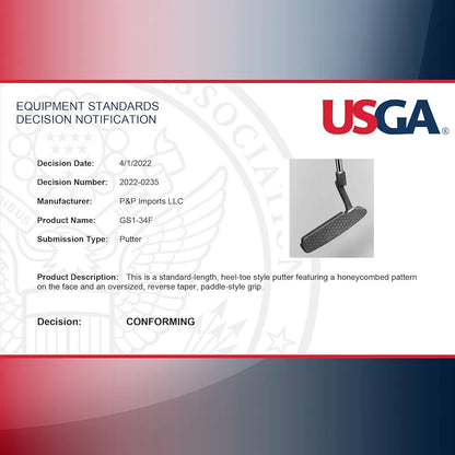 GoSports GS1 Tour Golf Putter – Choose Oversized Grip or Traditional Grip - 34” Right-Handed Blade Putter with Milled Face
