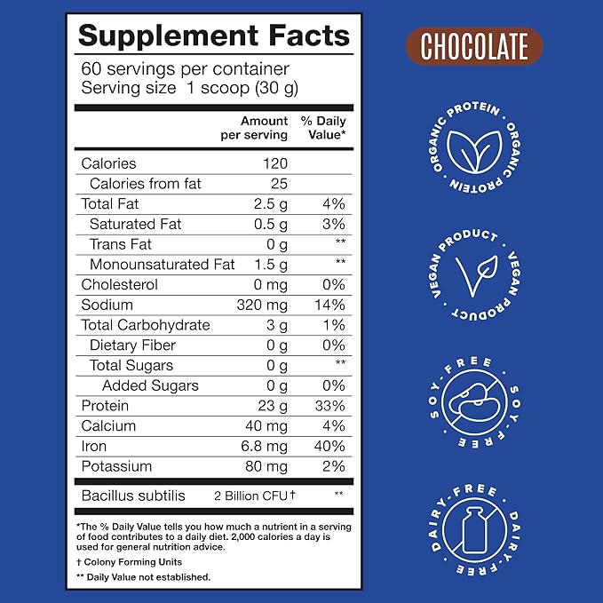 BIRDMAN Falcon Vegan Protein Powder Organic, Stevia & Sugar Free, Plant Based Protein, Low Carb, Dairy Free, Keto, Non Whey Protein, Probiotic, Pea Protein | Chocolate Flavor - 60 Servings - 3.9lb