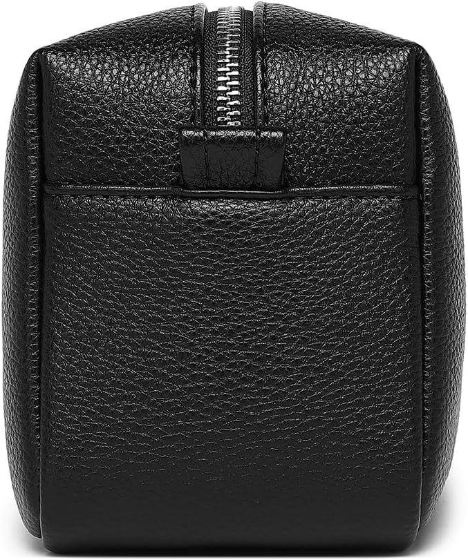 PU leather Organizer Bag Lightweight Cosmetic Bag with Ring Clasp Perfect Travel Makeup Bag for Women (Black/PU)