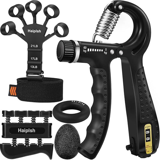 Grip Strength Trainer Kit (5 Pack) with Finger Exerciser