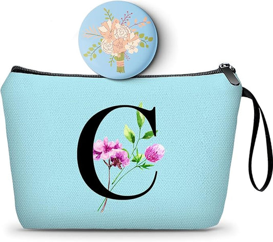 SEAMOON Birthday Thank You Appreciation Monogrammed Gifts for Mom Aunt Teacher Sister Friend Coworkers Bride Bridesmaid Makeup Cosmetic Bag with Mirror Mothers Day Christmas Graduation C