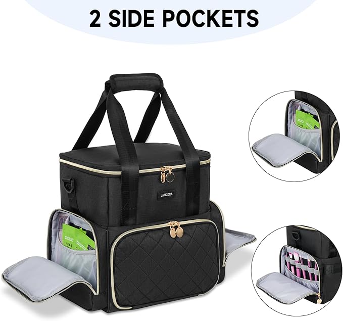 Extra Large Makeup Bag with 3 Removable Cases, Double Layers Travel Cosmetic Storage Organizer Bag with Detachable Dividers, Black