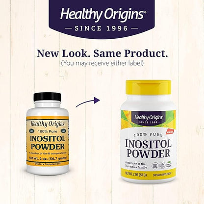 Healthy Origins Inositol Powder, 56.7 g - for Skin, Hair & Nail Health - Vitamin B8 Powder Supplement - Part of The B Complex Family - Vegan, Non-GMO & Gluten-Free Supplement - 2 Oz