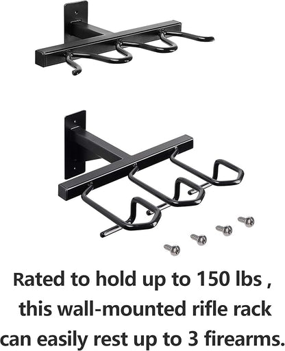 Gun Rack, Gun Rack Wall Mount for Rifles and Shotguns, Rifle Rack - Heavy Duty Steel, 3-Slot