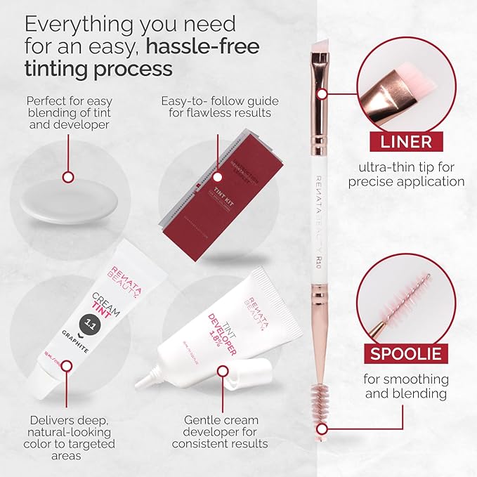 RB RENATA BEAUTY Tint Kit – Cream Hair Dye Kit with Developer and Application Brush for Spot Coloring - Covers Gray Hairs, Smudge-Proof, Long-Lasting Up to 4 Weeks, 20 Applications [Graphite]