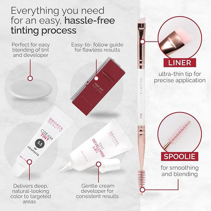 RB RENATA BEAUTY Tint Kit – Cream Hair Dye Kit with Developer and Application Brush for Spot Coloring - Covers Gray Hairs, Smudge-Proof, Long-Lasting Up to 4 Weeks, 20 Applications [Graphite]