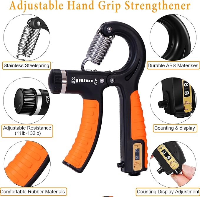 Grip Strength Trainer with Forearm Strengthener Recover(5 PCS)