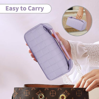 Makeup Bag Travel Cosmetic Bag for Women Girls, Zipper Make Up Pouch, Water-resistant Toiletry Bag, Portable Small Makeup Bag, Cosmetic Travel Tool Pouch, Purple