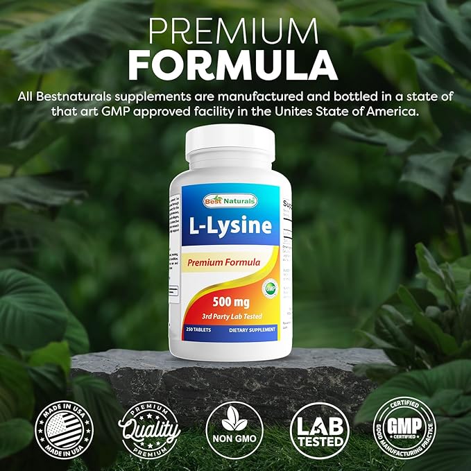 Best Naturals L-Lysine 500 mg 250 Tablets (250 Count (Pack of 2))