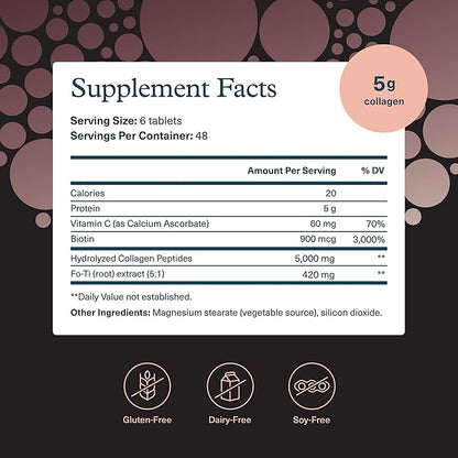 Youtheory Men's Collagen - 5,000 mg Collagen - Daily Collagen Supplements for Men - Hair & Skin Support* - Gluten, Soy & Dairy Free - 290 Tablets