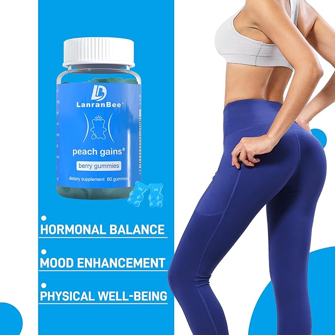 Booty Gummies | Bum Support Gummies for Women | Workout Enhancement |Vitamins for Women | Lift Hip line| Natural Botanical Blend | Berry Flavored | Womens Fitness Supplement (60 Count)